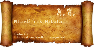 Mlinárik Nikola névjegykártya